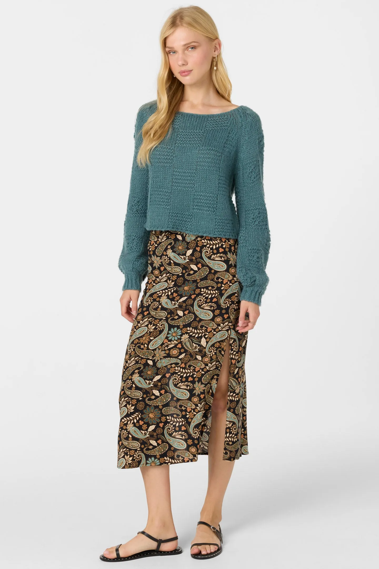 SUNNI ROSALIA PAISLEY MIDI SKIRT