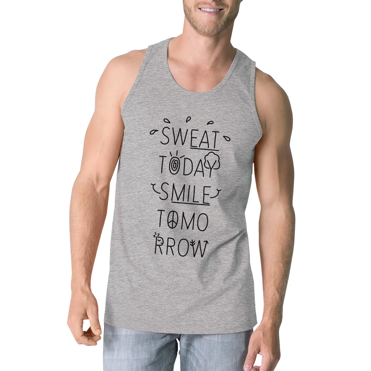 Sweat Smile Mens Funny Graphic Gift Tank Top Humorous Workout Tanks