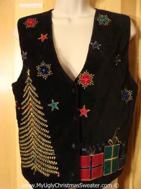 Tacky Velvety Vest with Bling Tree and Gifts  (f1217)