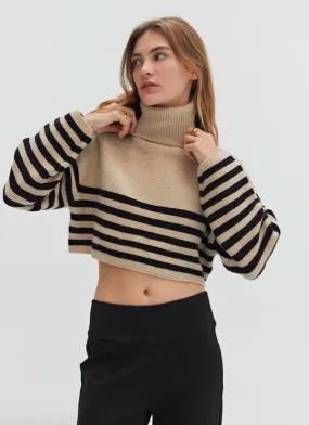 Taupe/Black Turtleneck