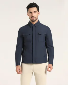 TechPro Navy Solid Zipper Jacket - Demeter