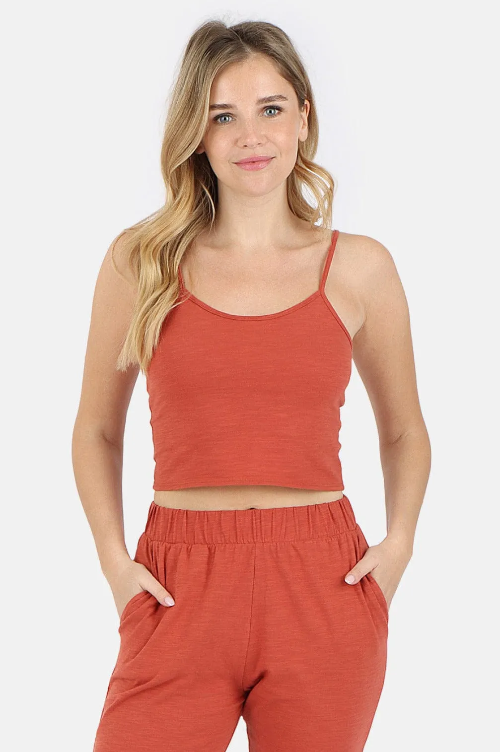 Tegan Cotton Cami Tank - Brick