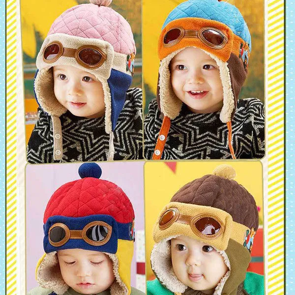 Toddlers Cool Baby Pilot Aviator Beannie -  Boy Girl Kids Winter Bomber Hat