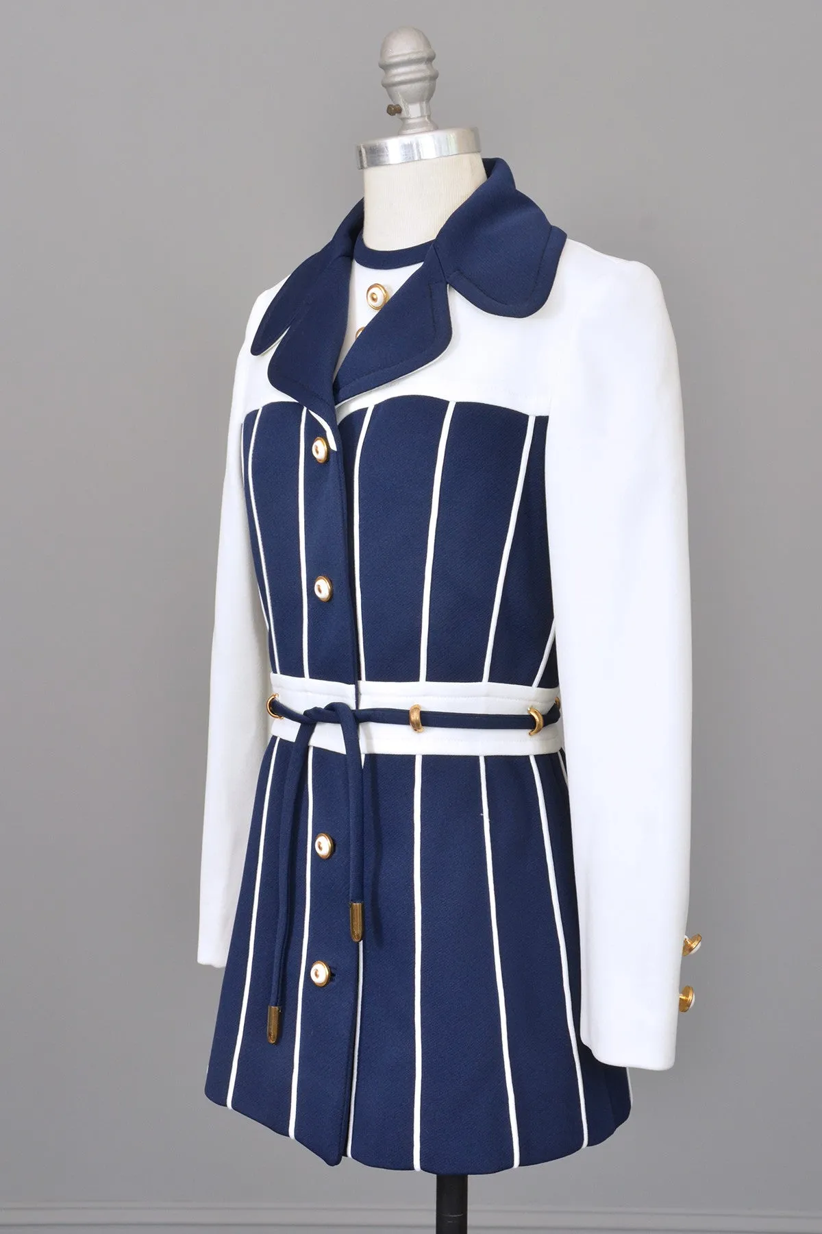 Vintage Lilli Ann Navy Blue and White Nautical Mini Coat