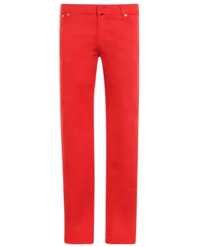 Washed Red Cotton Blend Slim Fit Chino Pant