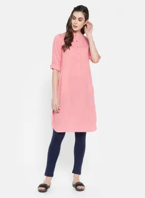 Womens Pink Plain Tunic