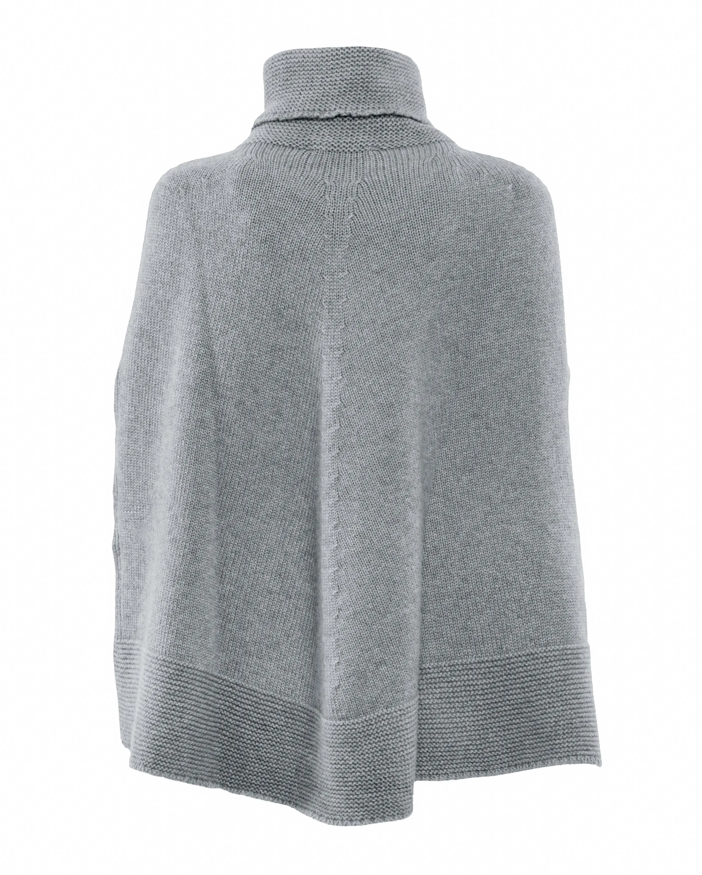 Womens's Pure Cashmere Turtleneck Poncho Melange Gray