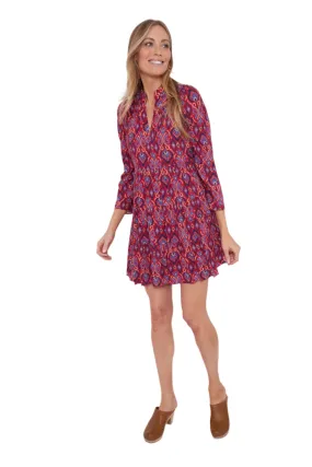 Ws Ikat LS Tunic Dress Crimson